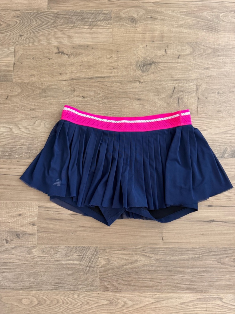 New Balance Navy Pleated Skort with Hot Pink Waistband